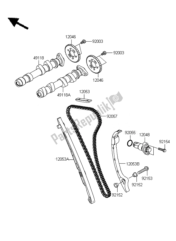 Todas las partes para árbol De Levas Y Tensor de Kawasaki ER 6F ABS 650 2011