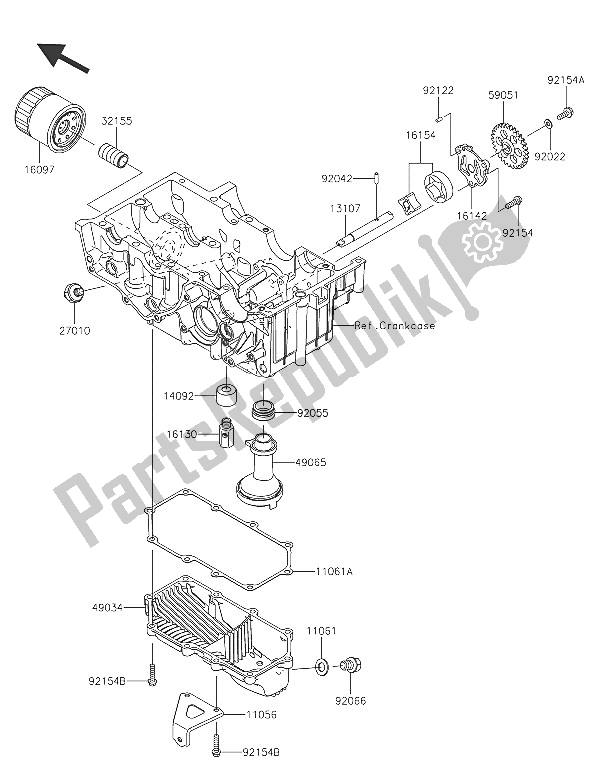 All parts for the Oil Pump of the Kawasaki Ninja 300 2016