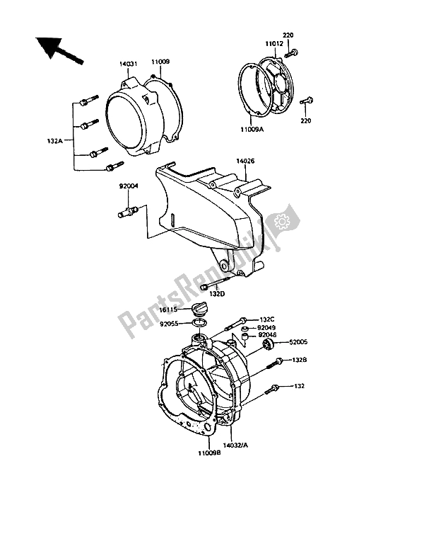 Toutes les pièces pour le Capot (s) Moteur du Kawasaki GPZ 550 1988