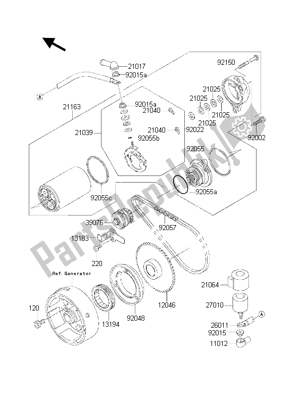 All parts for the Starter Motor of the Kawasaki KLF 300 4X4 2001