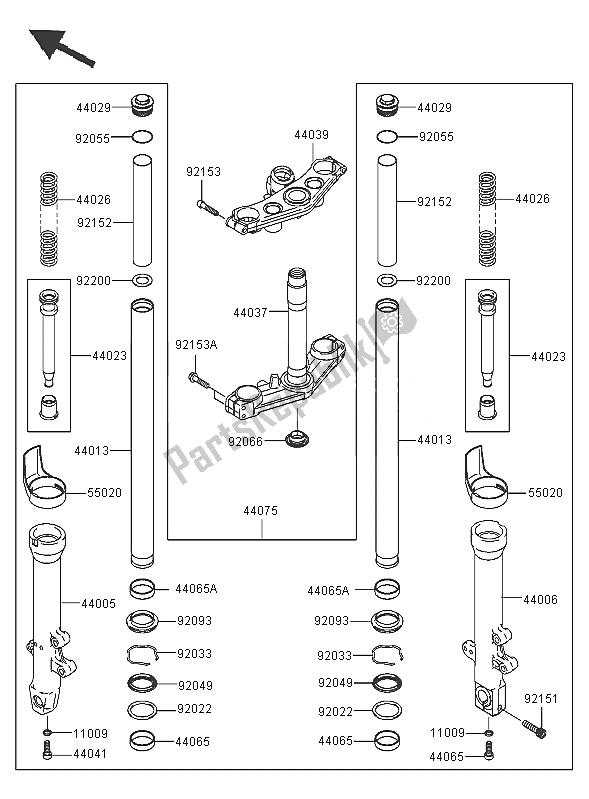 Toutes les pièces pour le Fourche Avant du Kawasaki Z 750S 2005