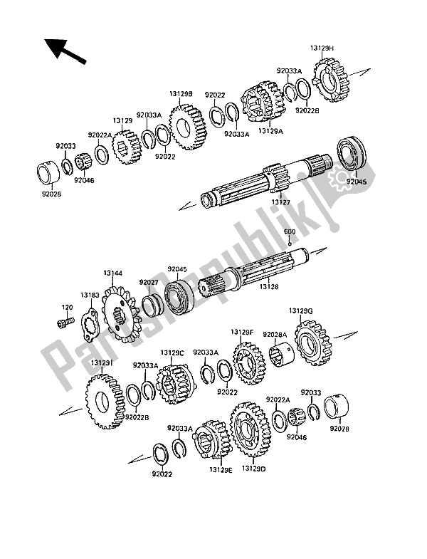 Tutte le parti per il Trasmissione del Kawasaki EL 250 1989