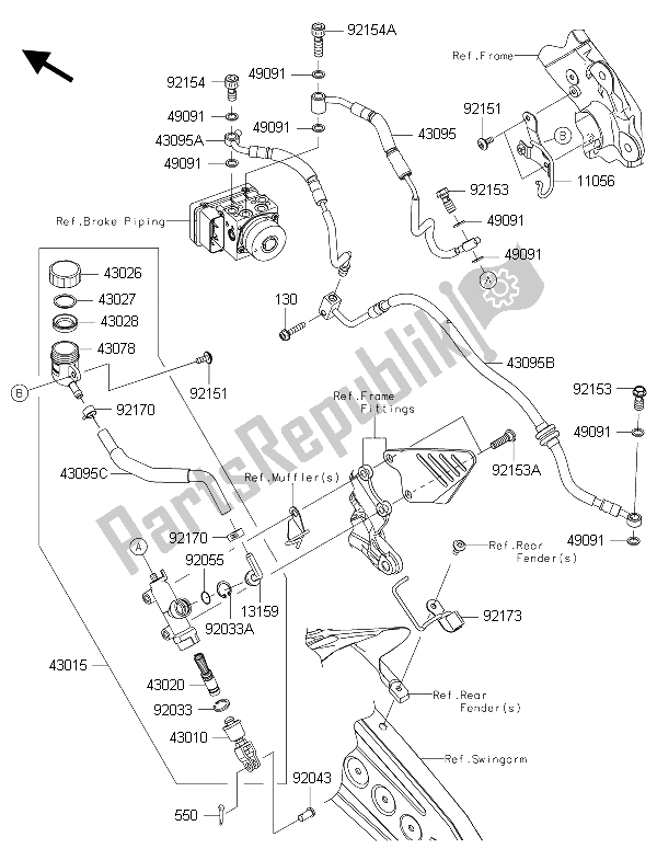 Tutte le parti per il Pompa Freno Posteriore del Kawasaki Ninja ZX 6R ABS 600 2015