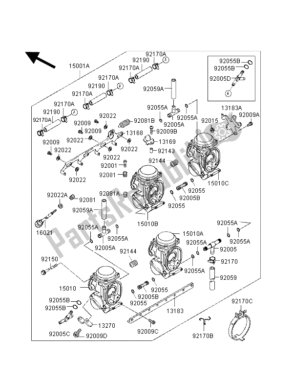 Tutte le parti per il Carburatore (it, Nl, Uk) del Kawasaki ZXR 400 1998