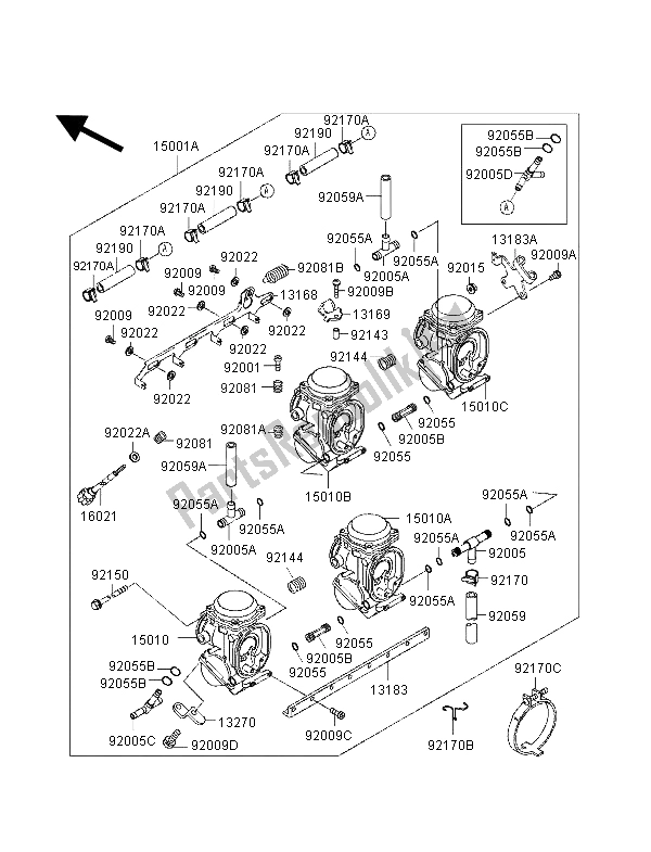 All parts for the Carburetor (it,nl,uk) of the Kawasaki ZXR 400 1998