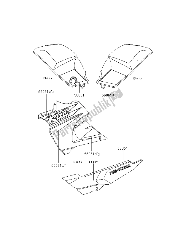 Tutte le parti per il Decalcomanie (ebano) del Kawasaki KLE 500 1995