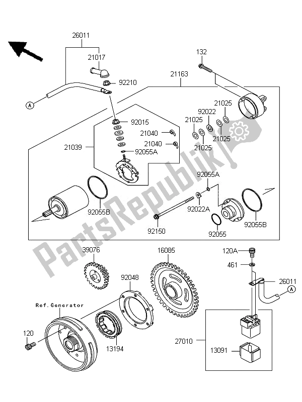 Todas as partes de Motor De Arranque do Kawasaki KFX 700 KSV 700A7F 2007