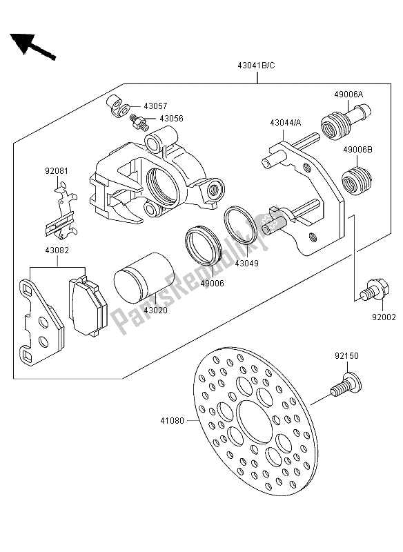 All parts for the Front Brake of the Kawasaki KLF 300 2003