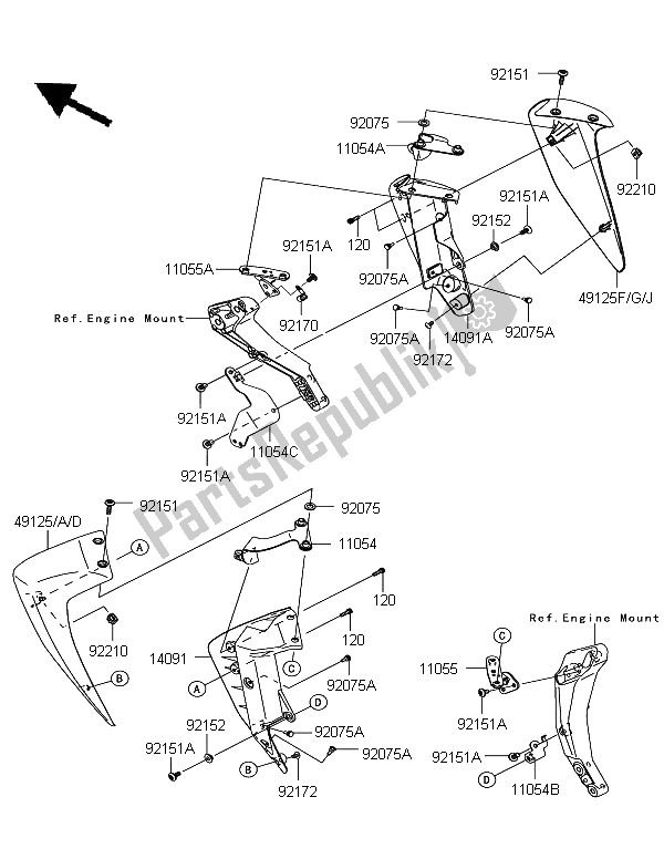 All parts for the Cowling Lowers of the Kawasaki Z 750 2011