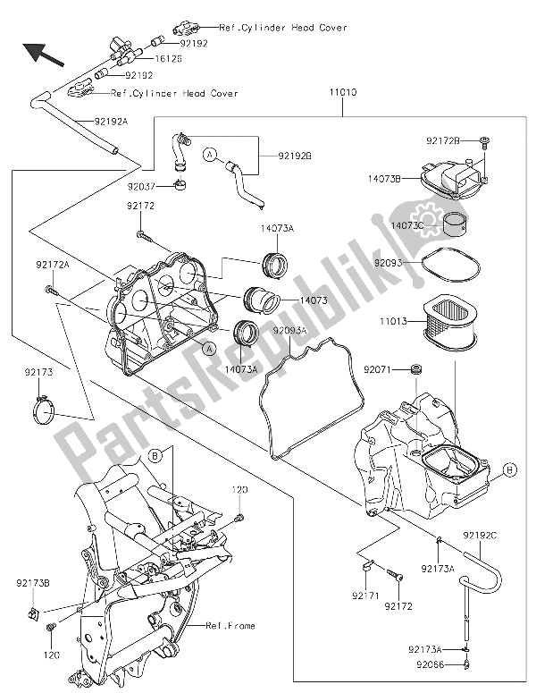 All parts for the Air Cleaner of the Kawasaki Z 800 ABS 2016