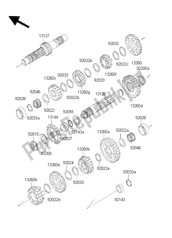 All parts for the Transmission of the Kawasaki KLR 650 2001