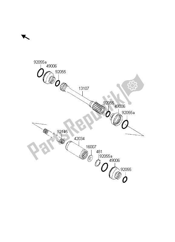 Todas as partes de Eixo De Transmissão-hélice do Kawasaki KVF 650 Prairie 4X4 2003