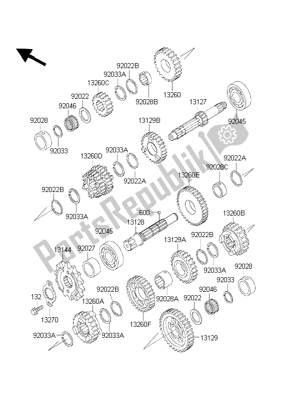 Alle onderdelen voor de Overdragen van de Kawasaki EL 252 2003