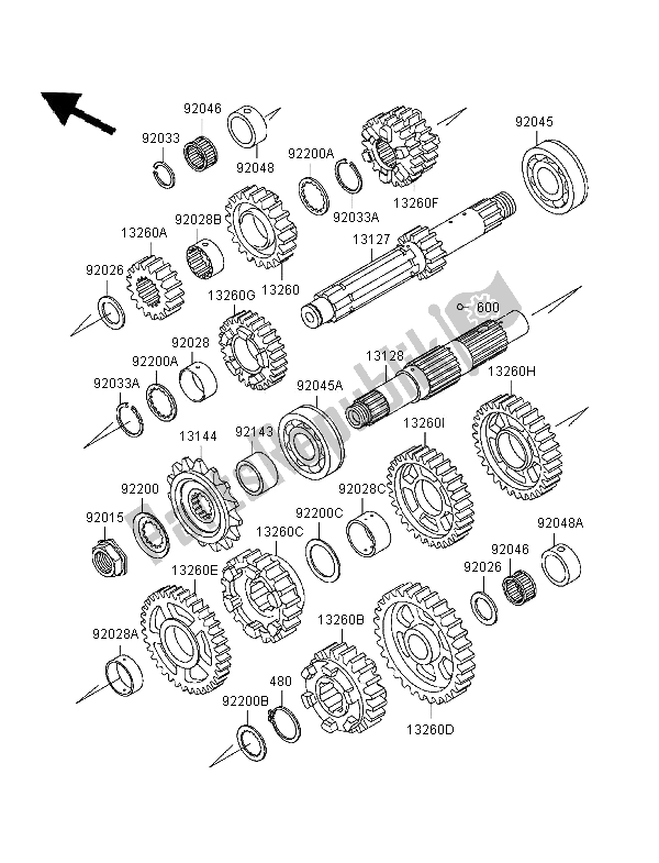 Toutes les pièces pour le Transmission du Kawasaki Ninja ZX 7R 750 1996