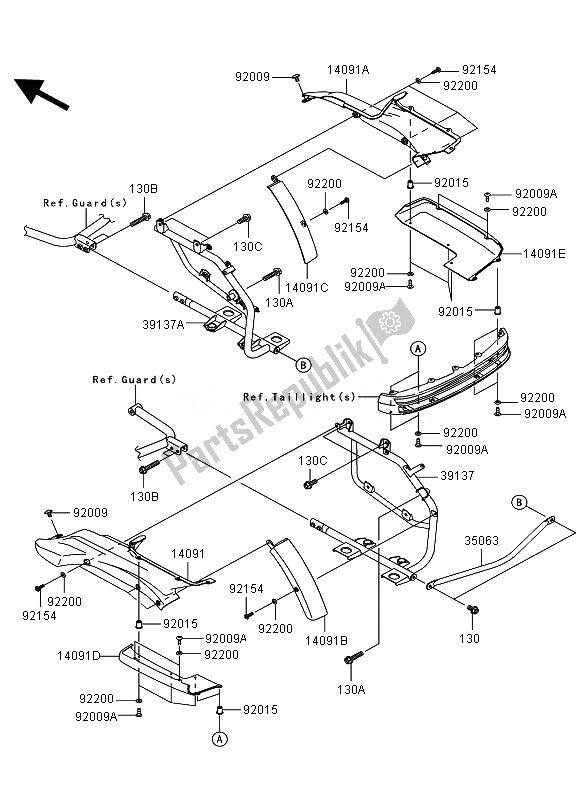 All parts for the Saddlebags (side Bag Bracket) of the Kawasaki VN 1700 Voyager ABS 2010