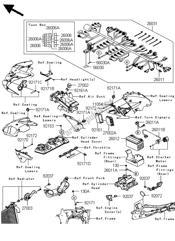 All parts for the Chassis Electrical Equipment of the Kawasaki Ninja ZX 6R 600 2007