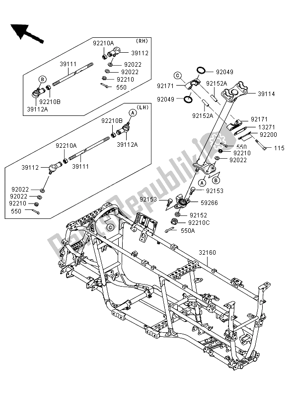 All parts for the Frame of the Kawasaki KVF 750 4X4 2008