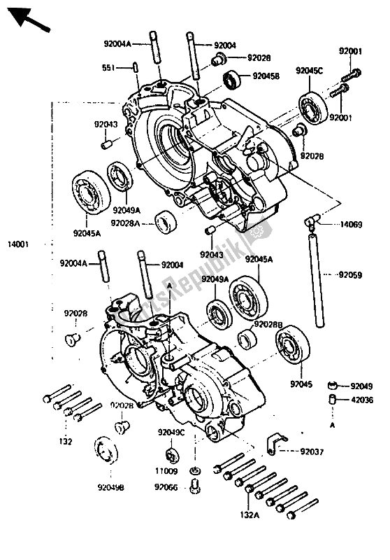 Todas las partes para Caja Del Cigüeñal de Kawasaki KX 500 1986