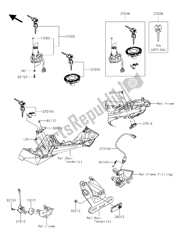 All parts for the Ignition Switch of the Kawasaki Z 250 SL 2015