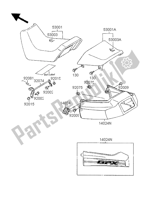 Alle onderdelen voor de Stoel van de Kawasaki GPX 600R 1996