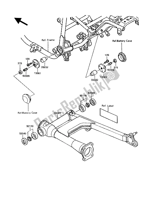 Toutes les pièces pour le Bras Oscillant du Kawasaki VN 750 Twin 1986