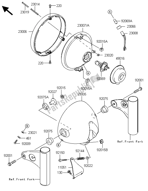 Tutte le parti per il Fari (s) del Kawasaki W 800 2013