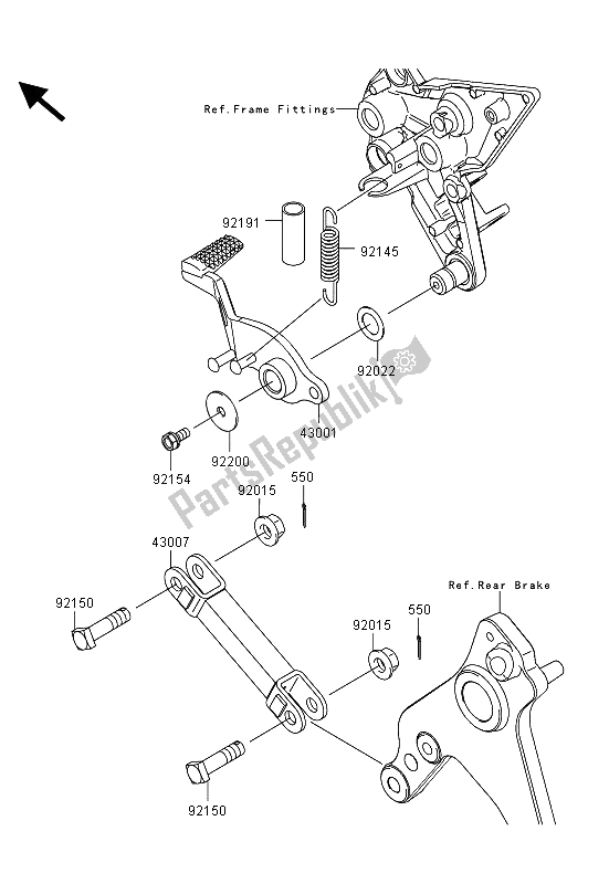 All parts for the Brake Pedal of the Kawasaki Z 1000 SX 2013