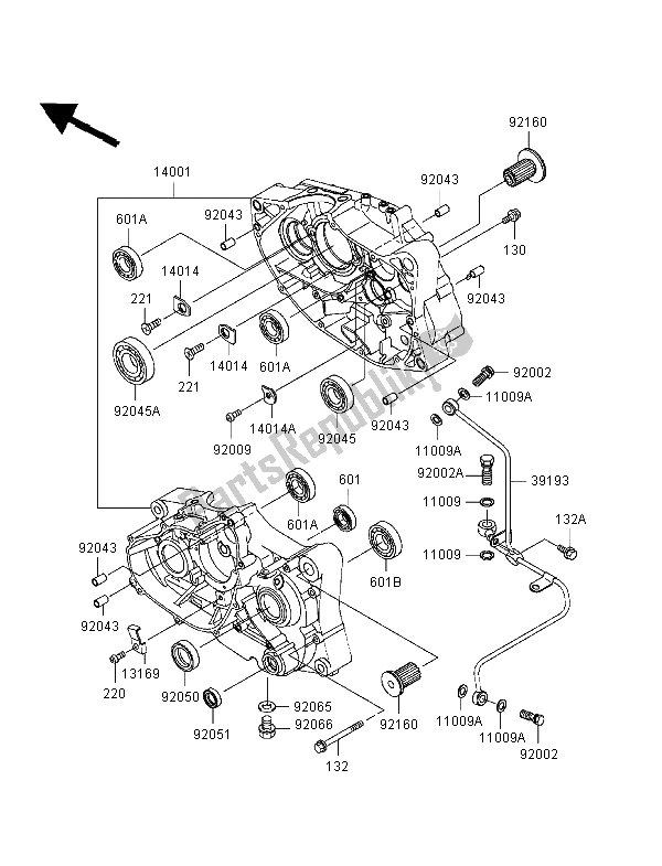 All parts for the Crankcase of the Kawasaki Eliminator 125 1998