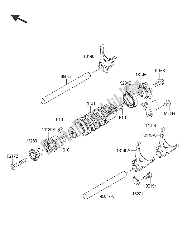 Toutes les pièces pour le Tambour De Changement De Vitesse Et Fourche (s) De Changement De Vitesse du Kawasaki ER 6N ABS 650 2016