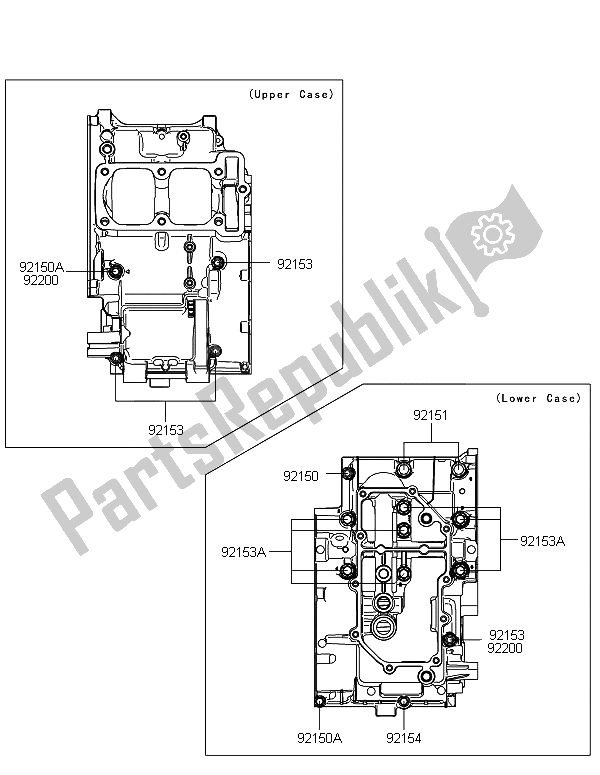 All parts for the Crankcase Bolt Pattern of the Kawasaki Ninja 300 2013