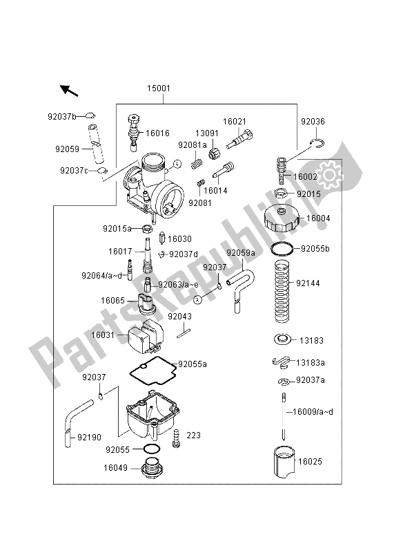 Todas las partes para Carburador de Kawasaki KX 80 SW LW 1997