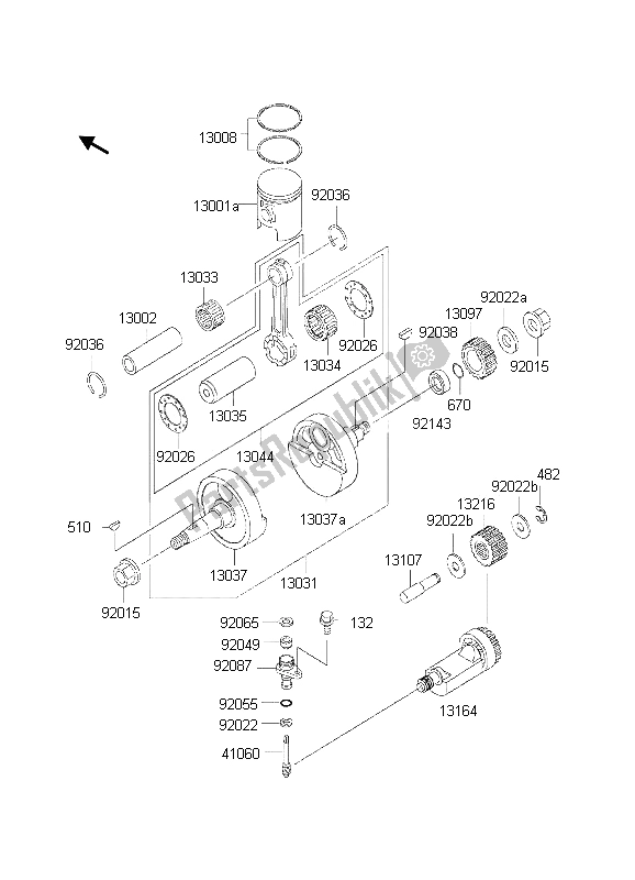 Tutte le parti per il Albero Motore E Pistone del Kawasaki KMX 125 2002