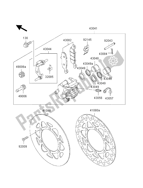 Tutte le parti per il Freno Anteriore del Kawasaki KX 80 SW LW 2000