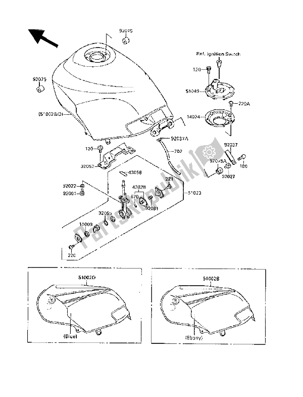 Todas as partes de Tanque De Combustível do Kawasaki GPX 250R 1989