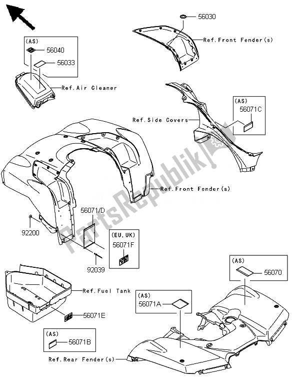 Todas las partes para Etiquetas de Kawasaki Brute Force 650 4X4I 2014