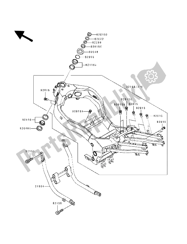 Todas as partes de Quadro, Armação do Kawasaki ZZ R 1100 1993