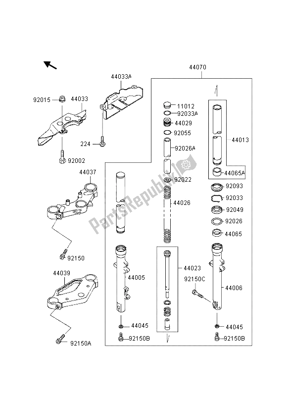 Toutes les pièces pour le Fourche Avant du Kawasaki EN 500 1995