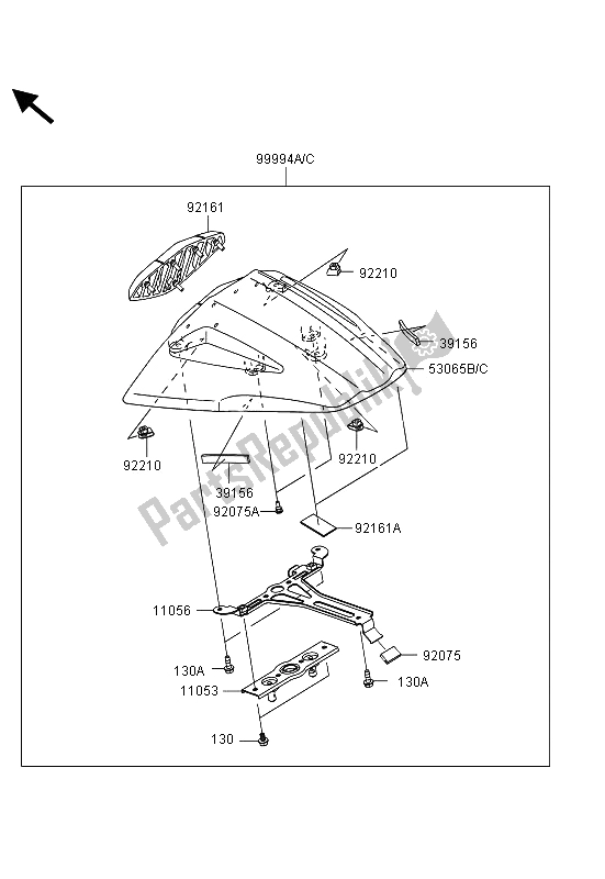 All parts for the Accessory (single Seat Cover) of the Kawasaki Ninja ZX 10R 1000 2013