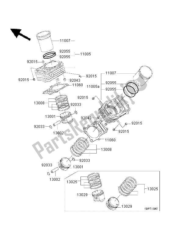 Toutes les pièces pour le Cylindre Et Piston du Kawasaki VN 800 Drifter 2002