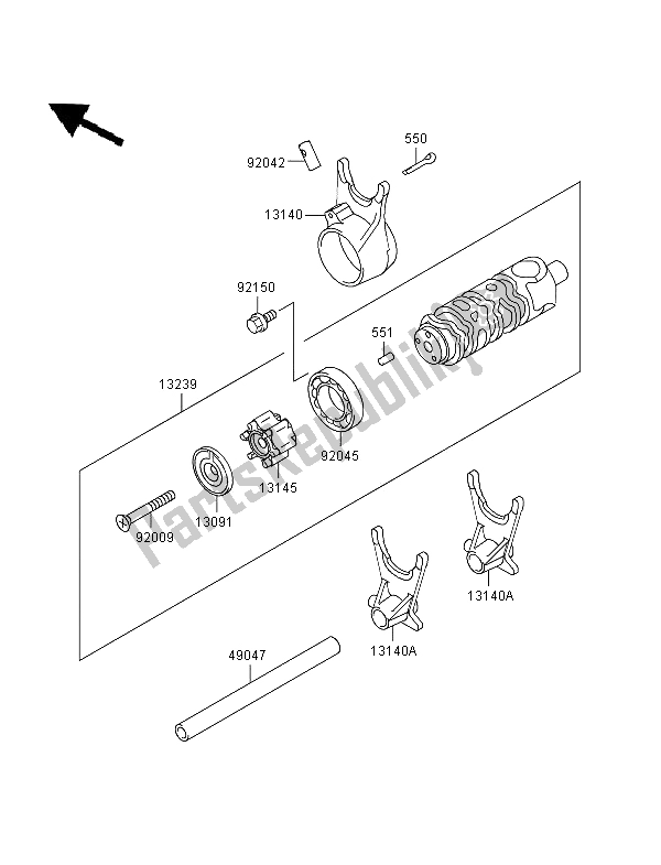 Toutes les pièces pour le Tambour De Changement De Vitesse Et Fourchette De Changement De Vitesse du Kawasaki GPZ 500S 1996