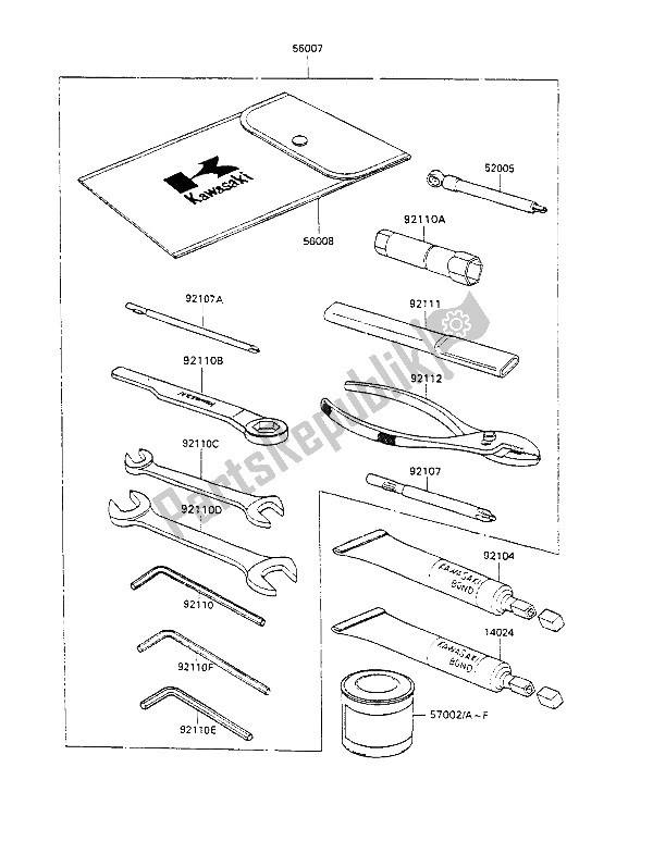 Todas las partes para Herramientas De Propietarios de Kawasaki GPX 600R 1989