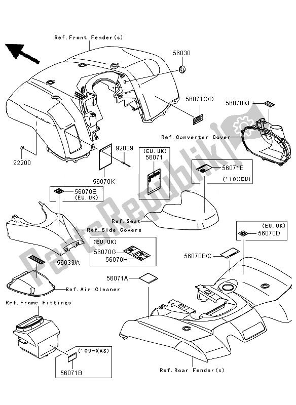 Toutes les pièces pour le Étiquettes du Kawasaki KVF 650 4X4 2010