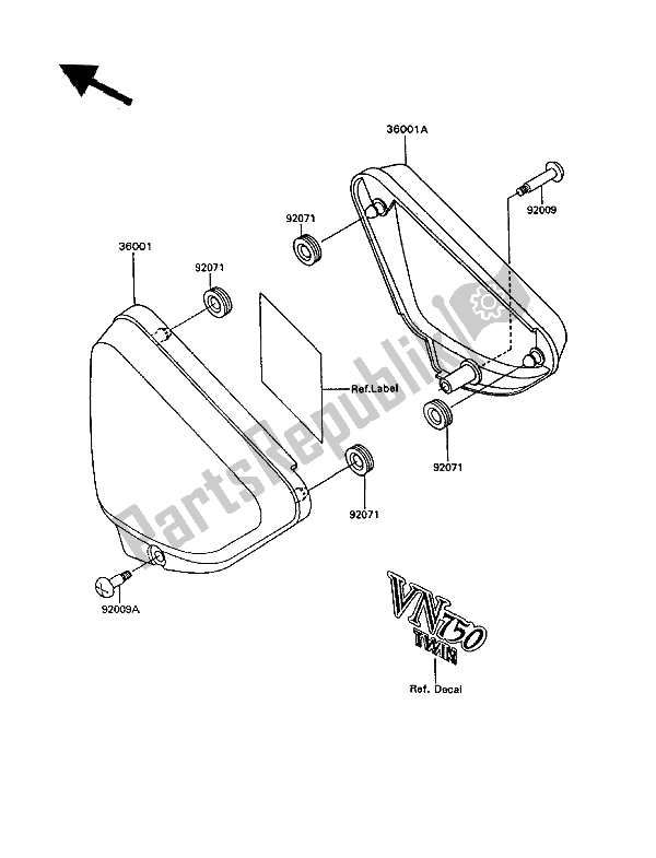 Tutte le parti per il Coperture Laterali del Kawasaki VN 750 Twin 1994