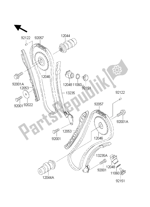 All parts for the Camshaft(s) & Tensioner of the Kawasaki VN 800 Classic 2004