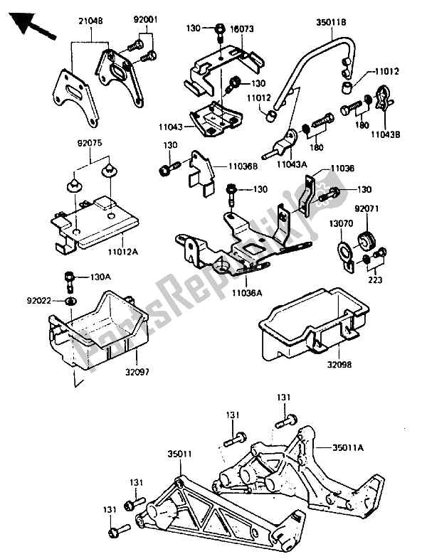 Wszystkie części do Pojemnik Na Baterie Kawasaki GPZ 750 1985
