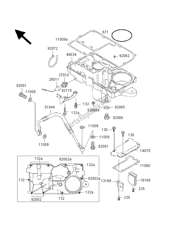 Tutte le parti per il Coperchio Sfiato E Coppa Dell'olio del Kawasaki ZRX 1100 1999