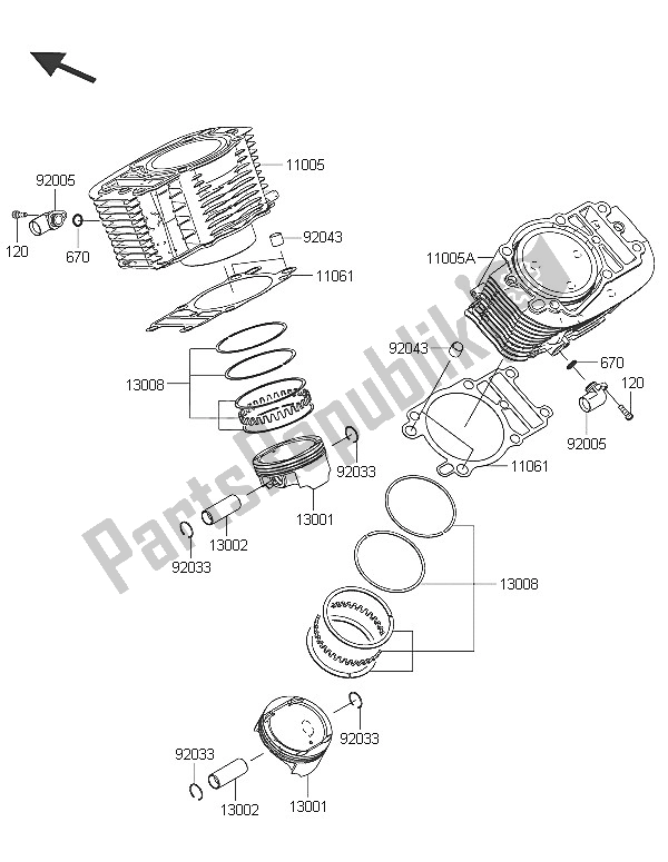 All parts for the Cylinder & Piston(s) of the Kawasaki Vulcan 1700 Voyager ABS 2016