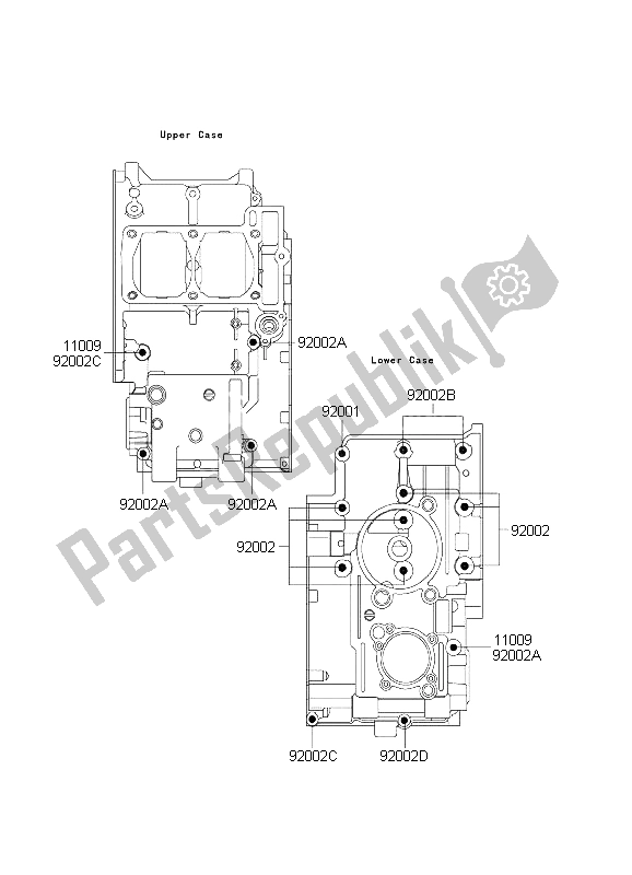 All parts for the Crankcase Bolt Pattern of the Kawasaki EL 252 2003