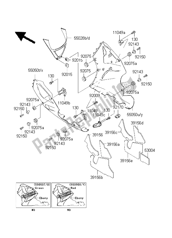 Wszystkie części do Os? Ona Obni? A Si? Kawasaki Ninja ZX 7R 750 2001