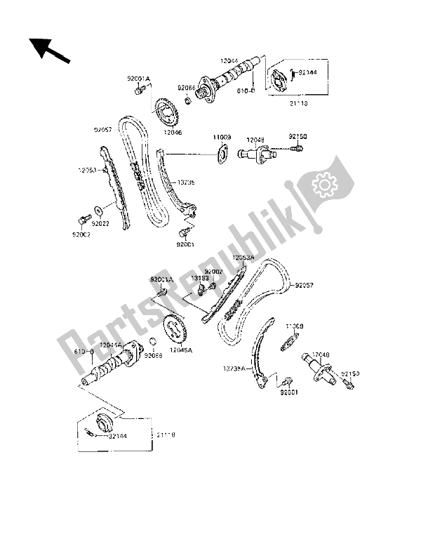 All parts for the Camshaft & Tensioner of the Kawasaki VN 15 SE 1500 1989